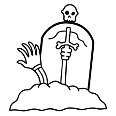 Skeleton Hand Emerging from Grave – Vector Art