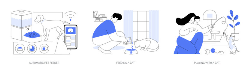 Obraz na płótnie Canvas Having pets at home isolated cartoon vector illustrations se