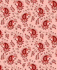 Flowers seamless pattern. vector illustration. Abstract flowers, floral vector with leaves