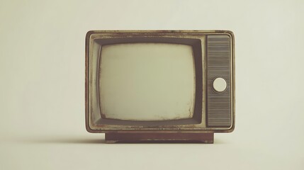 Old retro television set with blank screen isolated on white background