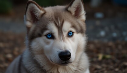 Cute Siberian Husky Puppy Portrait