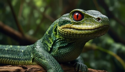 Fototapeta premium Vibrant Green Lizard in Nature