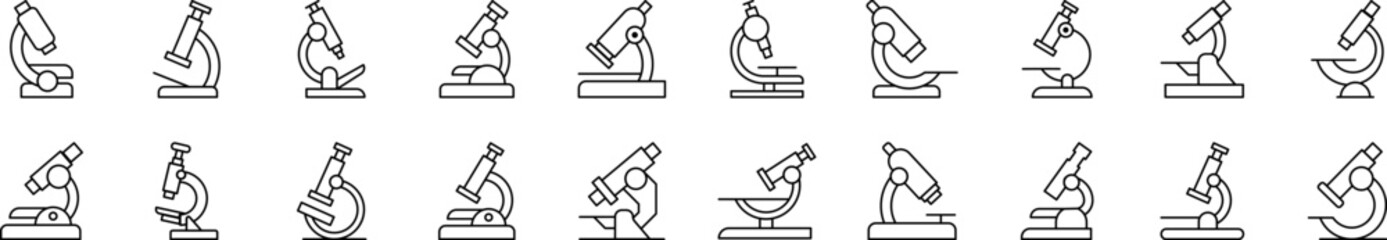 Microscope Simple Isolated Line Icons Collection. Editable Stroke. Suitable for Web Sites, Books, Cards, Apps