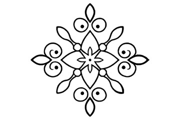 The pattern is an ornament, the monogram is symmetrical Russian folk style vector art illustration