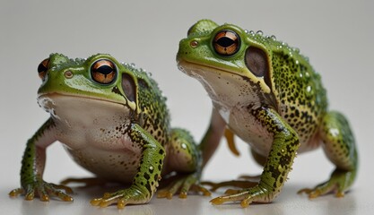 Fototapeta premium Pair of Colorful Frogs on Display