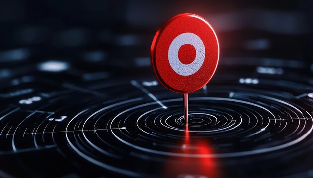 A vivid red location pin positioned on a digital map, symbolizing navigation and location tracking in modern technology.