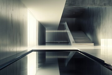 Obraz premium Sleek dark and white modern interior design