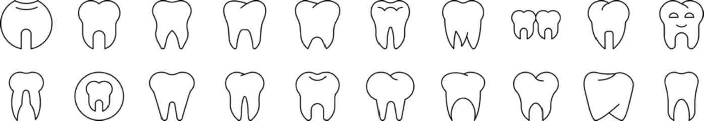 Teeth and Stomatology Related Icon Set. Editable Stroke. Suitable for Web Sites, Books, Cards, Apps