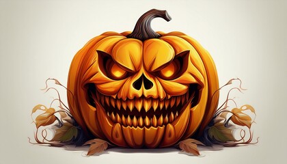 scary halloween lantern on isolated white background