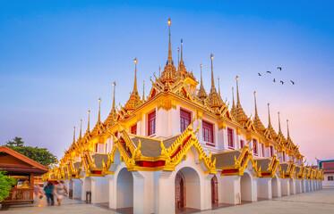 Loha Prasat or Iron castle is a part of Wat Ratchanatdaram buddhist temple and known as Loha Prasat which means iron monastery, the last one in the world in Bangkok, Thailand