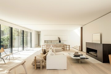 A white room with a white couch and a white chair