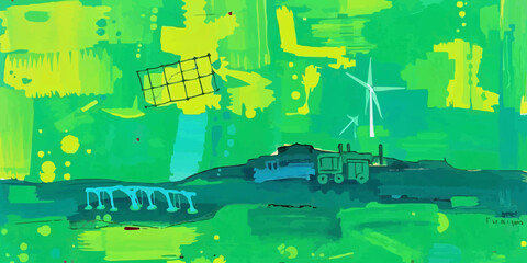 Clean Energy Transition digital paint illustration.