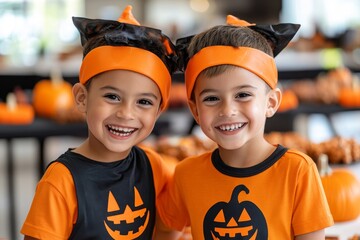 Halloween theme in school encourages community involvement with a Halloween charity event or food drive