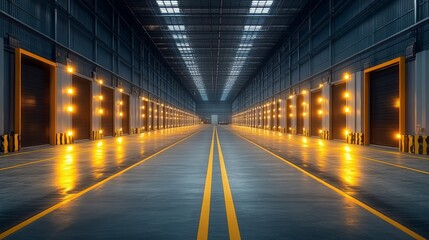 Integration of solar and wind energy systems within a modern industrial facility at dusk