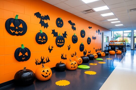 Halloween theme in school promotes teamwork through group projects to design haunted classroom decorations