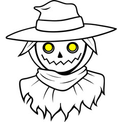 Glowing-Eyed Scarecrow in Tattered Clothing - Vector Art