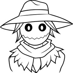 Glowing-Eyed Scarecrow in Tattered Clothing - Vector Art