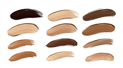 Set of realistic concealer smear strokes A collection of cosmetic product smudges ideal for showcasing makeup and beauty illustrations