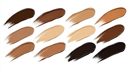 Obraz premium Set of realistic concealer smear strokes A collection of cosmetic product smudges ideal for showcasing makeup and beauty illustrations