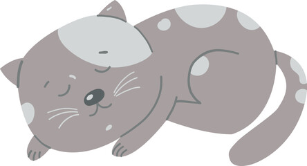 The Grey Cat Sleeping Hand Drawing Character Illustration