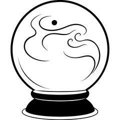 Mysterious Crystal Ball with Swirling Dark Mist – Vector Art
