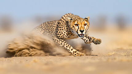 Naklejka premium Cheetah Running Through Dust