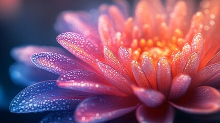 Close-up of a Pink Flower with Dewdrops