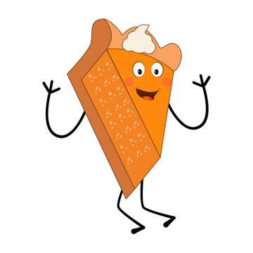 happy cartoon pumpkin pie slice