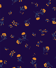 Flowers seamless pattern. vector illustration. Abstract flowers, floral vector with leaves