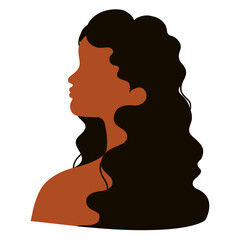 black graceful silhouette of the head of an african woman with curly hair