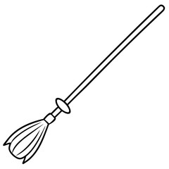 Line Art Vector of a Flying Broomstick in Mid Air