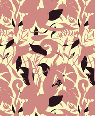 Flowers seamless pattern. vector illustration. Abstract flowers, floral vector with leaves