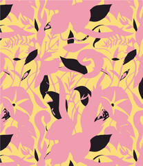 Flowers seamless pattern. vector illustration. Abstract flowers, floral vector with leaves