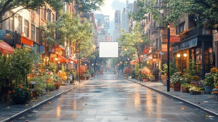 Fototapeta premium Blank white billboard showing a sample city street.