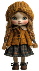 A beautiful dressed up girl doll with a friendly smile.