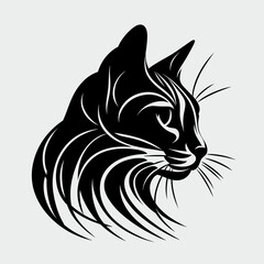 A Bengal black cat with a long, wavy mane and a black nose. The cat has a very expressive look on its face