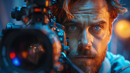 Professional Movie Cameraman with Professional Gear [created with generative AI technology]