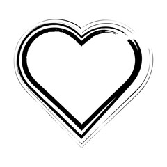 Heart symbol, hand drawn grunge texture love icon for romantic trendy doodle art for decoration element in a glyph pictogram illustration
