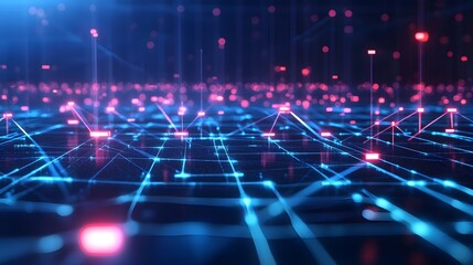 Load Balancing - Illustrate a dynamic load balancing system with multiple servers evenly distributing network traffic, represented by flowing streams of data balancing across a digital landscape