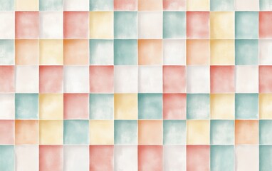 Fototapeta premium A colorful grid pattern featuring soft pastel squares, ideal for backgrounds or design projects.