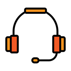 Headset with Microphone Vector Filled Icon Design