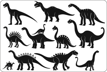  vector set of dinosaurs silhouettes collection
