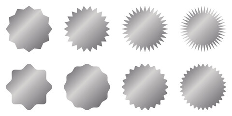 ギザギザ　フレーム  銀色　メタリック　シンプル　円　セット