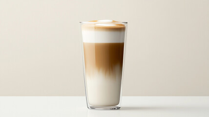 Glass of tasty aromatic layered coffee latte macchiato