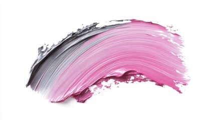 A single pink gray bone oil paint brush stroke on a clean white background captures artistic texture