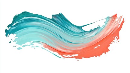 Turquoise coral flat bone oil paint stroke on a clean white background