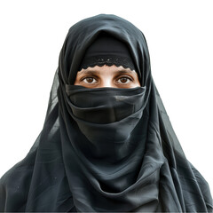Naklejka premium Islamic woman with niqab, isolated on a transparent background