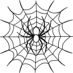 Fototapeta premium Intricate Spider Web with Dominant Menacing Spider - Vector Art