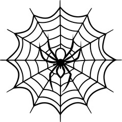 Fototapeta premium Intricate Spider Web with Dominant Menacing Spider - Vector Art