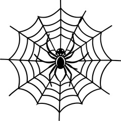 Obraz premium Intricate Spider Web with Dominant Menacing Spider - Vector Art